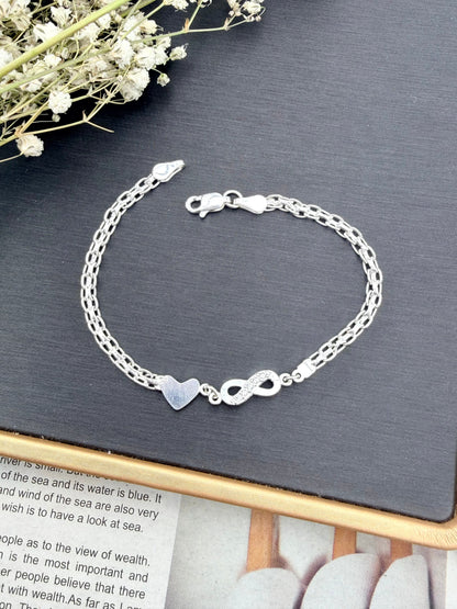 Sterling Silver 925 Infinity Heart Bracelet - Pulsera de plata