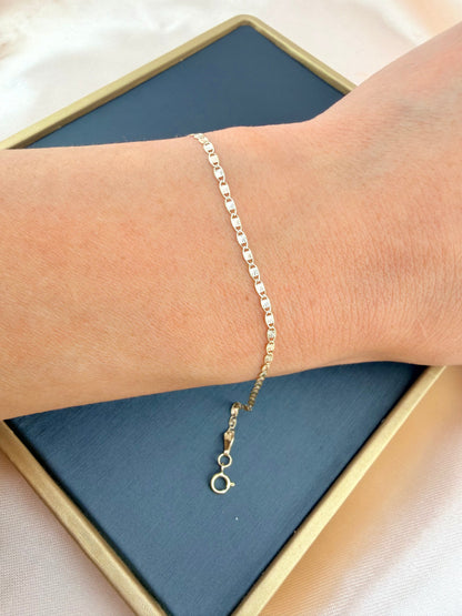 10K Solid Gold 3 Tone Diamond-Cut Chain 7" - Pulcera Oro