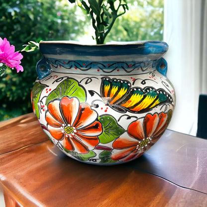 11" Handcrafted Talavera Decor Planter | Artisan-Made Mexican Flower Pot