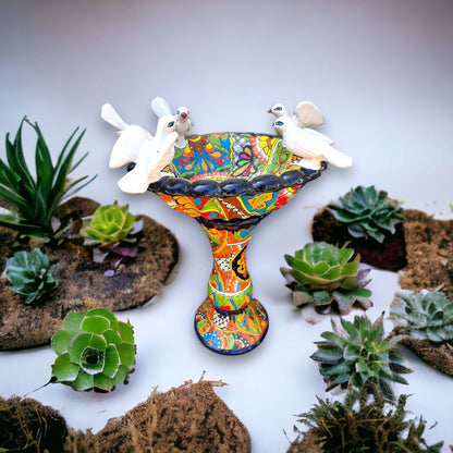 Talavera Bird Bath | Hand-Painted Mexican Pedestal Garden Art