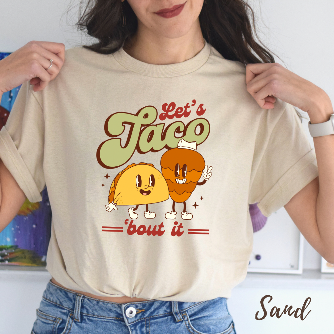 Let’s taco about it Unisex Heavy Cotton Tee. Tacos Al pastor shirt for Mexican or taco lover.