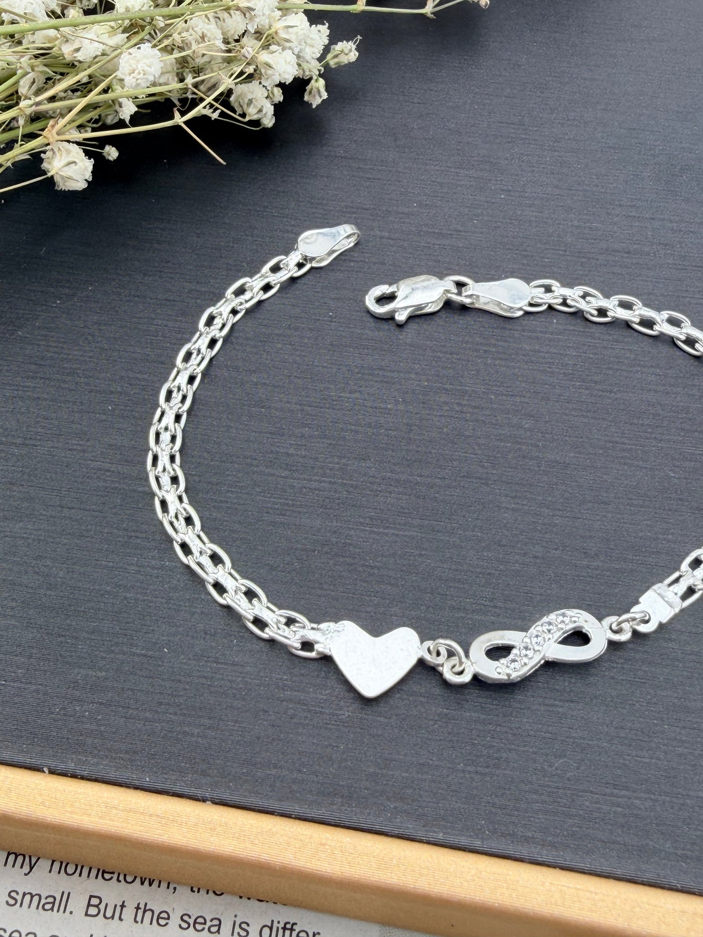 Sterling Silver 925 Infinity Heart Bracelet - Pulsera de plata
