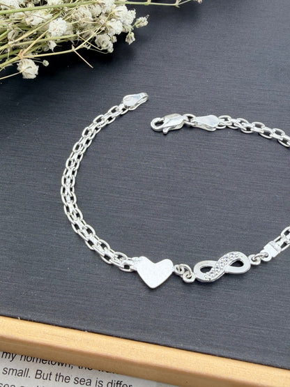 Sterling Silver 925 Infinity Heart Bracelet - Pulsera de plata