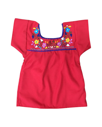 Mexican Embroidered Shirt Girls Tehuacán- Blusa Nina