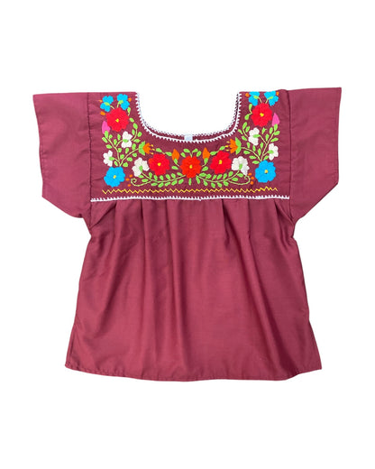 Mexican Embroidered Shirt Girls Tehuacán- Blusa Nina