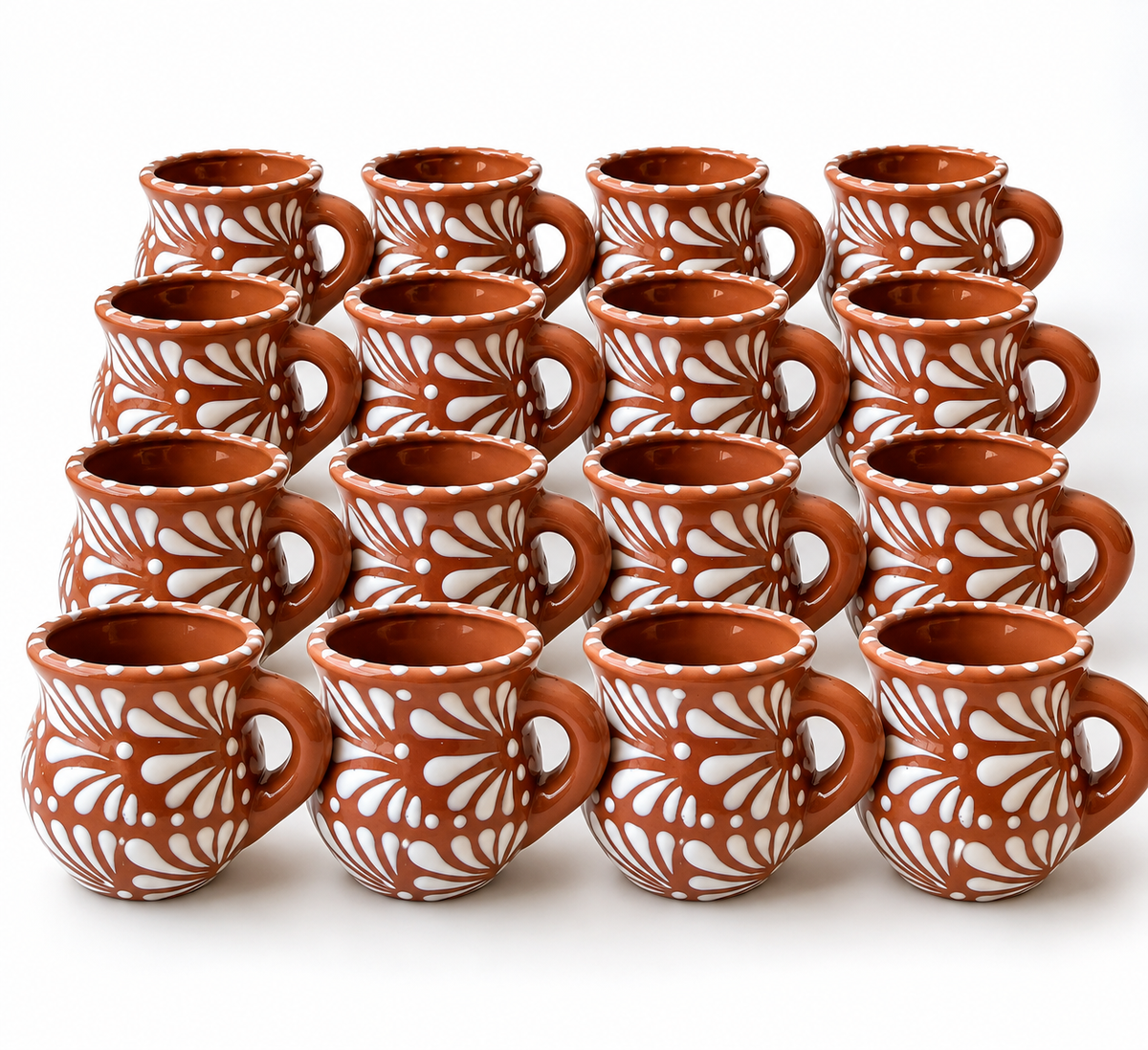 Mexican Talavera Style Mug Set Black - Jarritos Tazas Engobe Negro