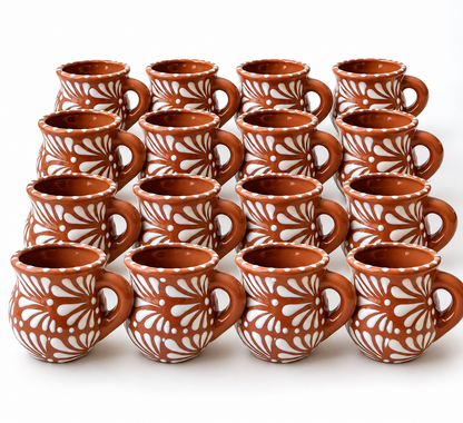 Mexican Talavera Style Mug Set Black - Jarritos Tazas Engobe Negro