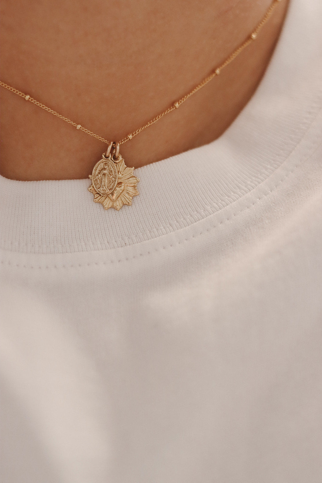 Gold Vermeil Sacred Heart and Miraculous Medal Necklace