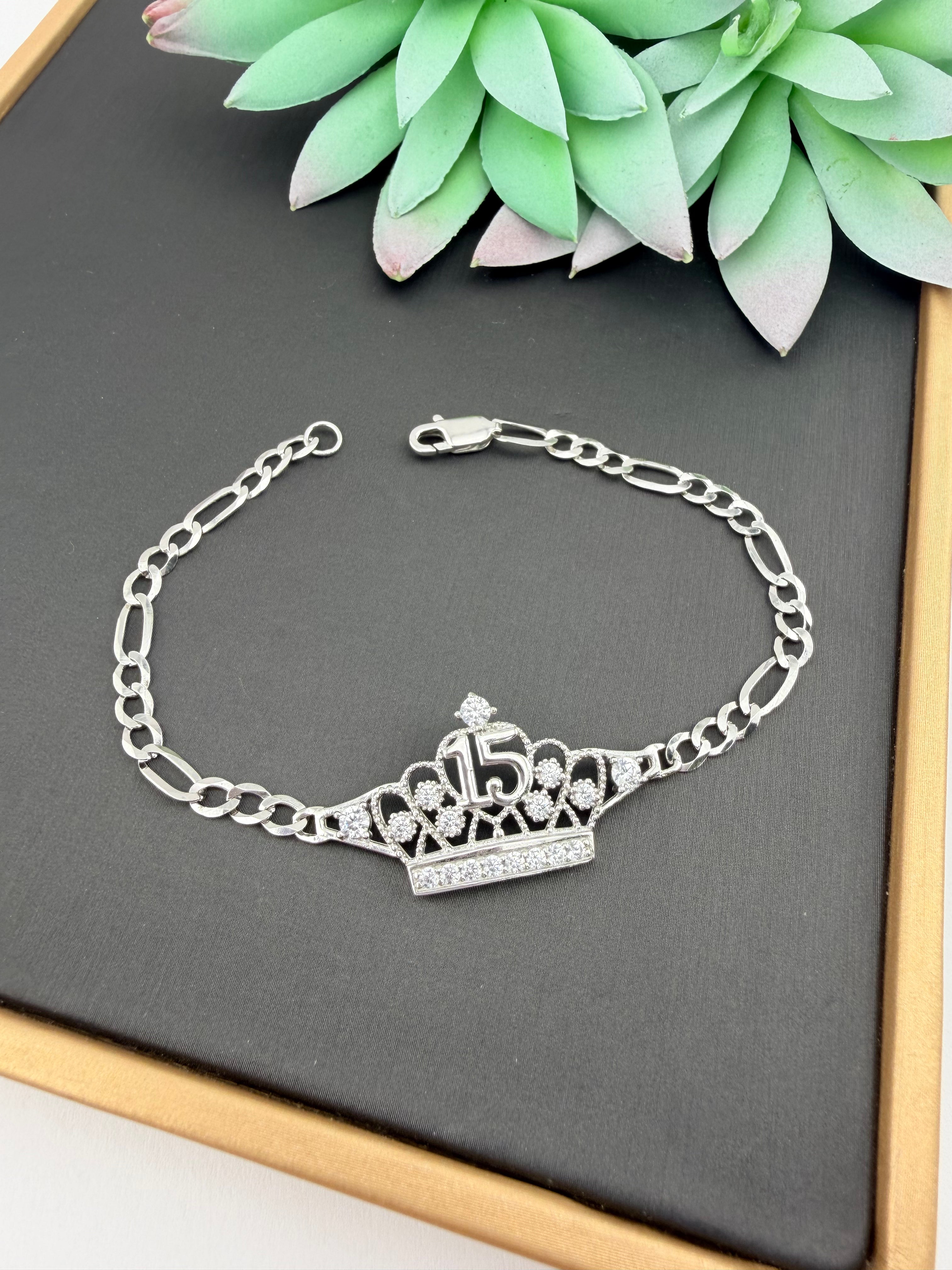 Silver 925 Quinceañera bracelet - Pulcera Quinceañera – TheMexHub