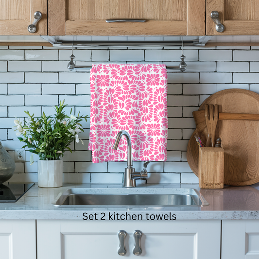 Pink talavera Design Kitchen Towel Toalla Cocina Rosa