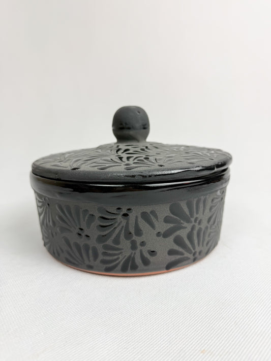 Black Talavera Style Tortilla Warmer - Tortillero Negro