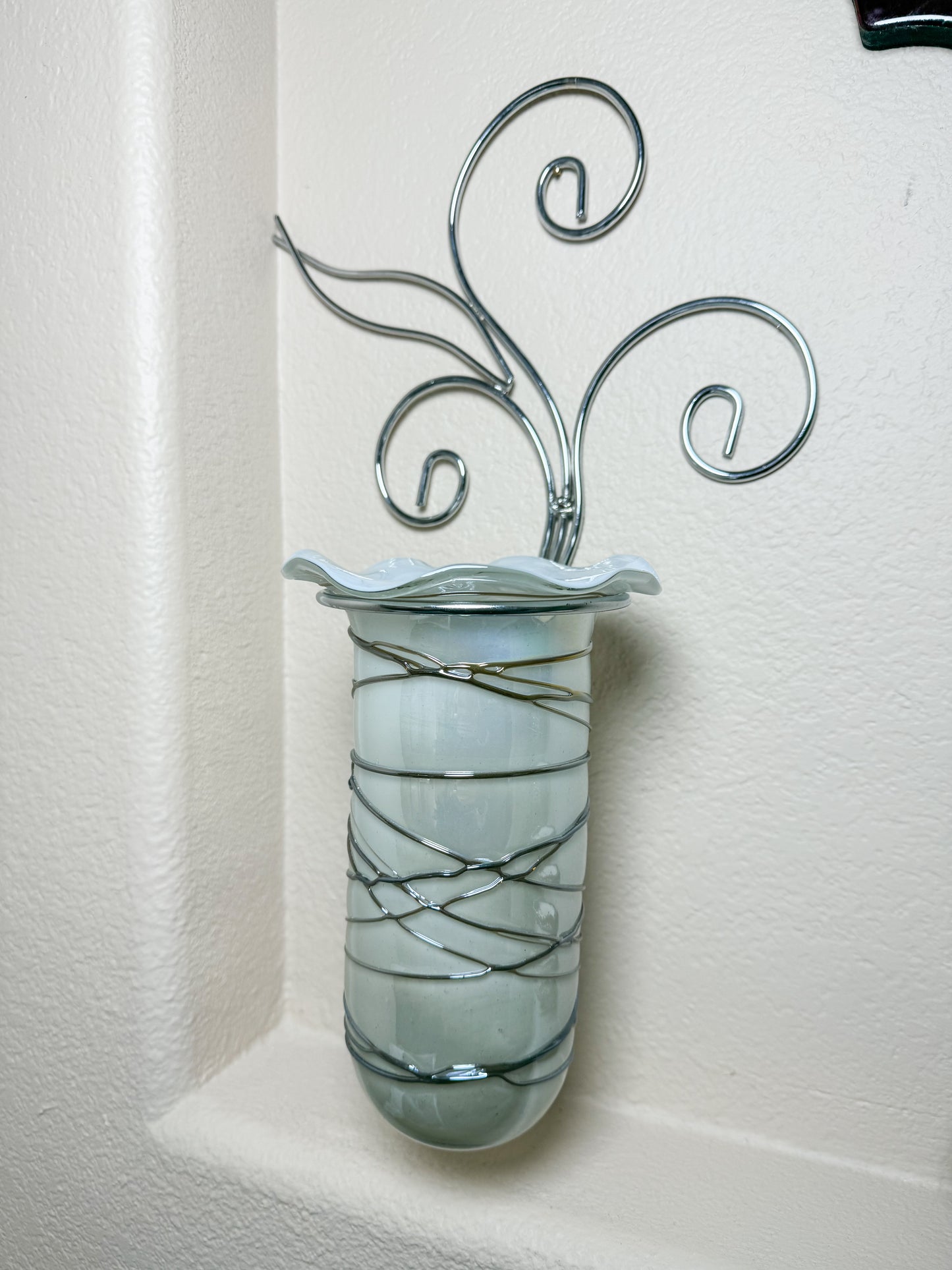 Wall Blown Glass Vase Hand Blown Art Wall Vases With Metal Mounts