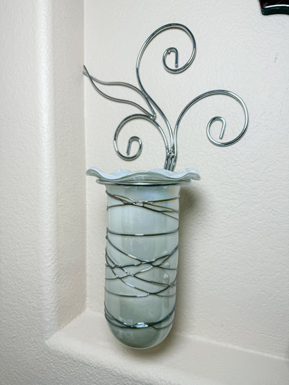 Wall Blown Glass Vase Hand Blown Art Wall Vases With Metal Mounts