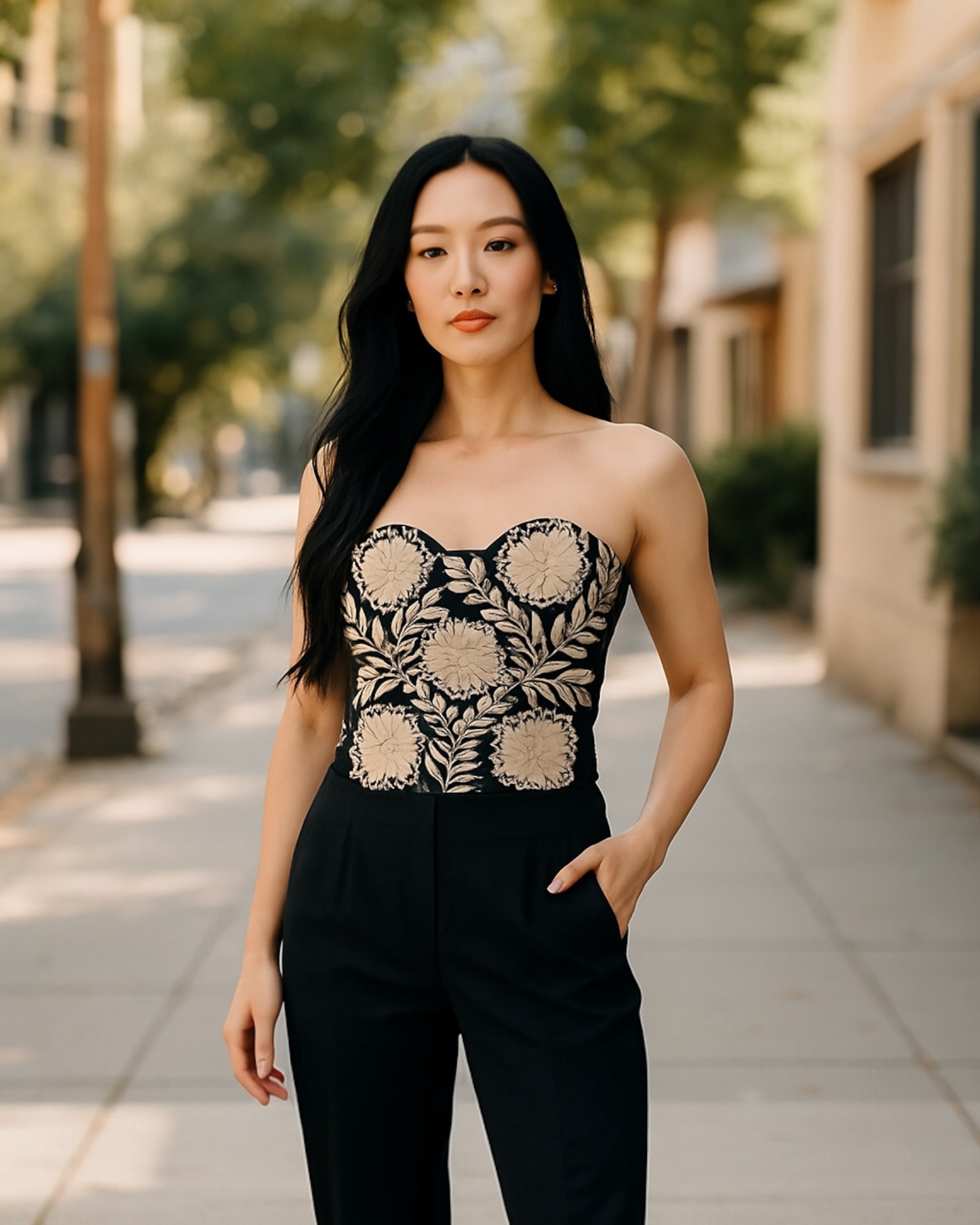 Mexican Black & Gold Corset Top