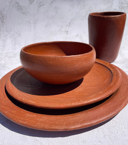 Oaxaca Red Clay Pottery Dinnerware Set Clay Bowls Mexican Red Clay Pottery Oaxaca Clay Pottery San Marcos Tlapazola Red Clay Pottery Plato Barro