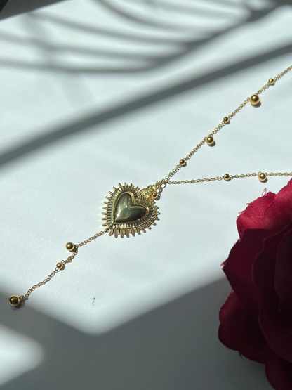 Recuerdo Necklace Sacred Heart Gold Plated- Collar Corazon