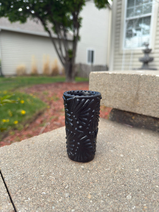Talavera Tequilero Shot Glass Black - Vaso Tequilero Negro