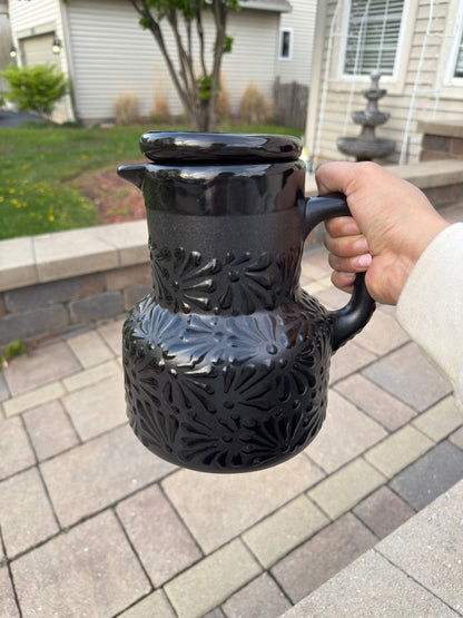 Clay Pitcher Talavera Style Black - Jarra Vasito Barro Negro