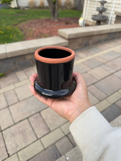 Clay Pitcher Talavera Style Black - Jarra Vasito Barro Negro