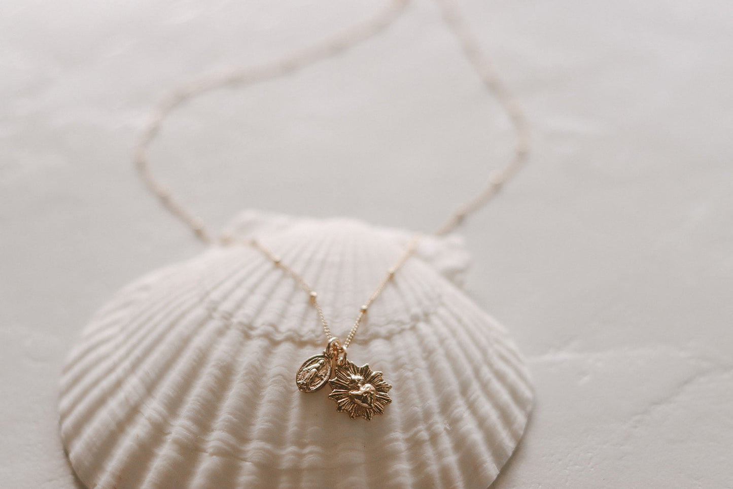 Gold Vermeil Sacred Heart and Miraculous Medal Necklace