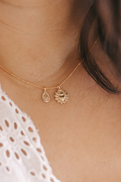 Gold Vermeil Sacred Heart and Miraculous Medal Necklace