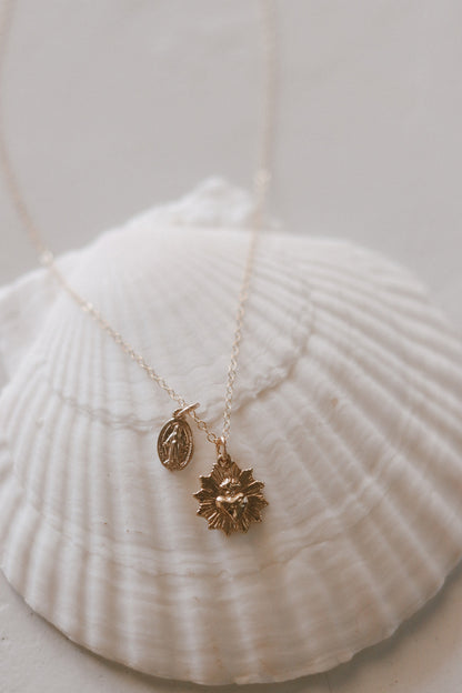 Gold Vermeil Sacred Heart and Miraculous Medal Necklace