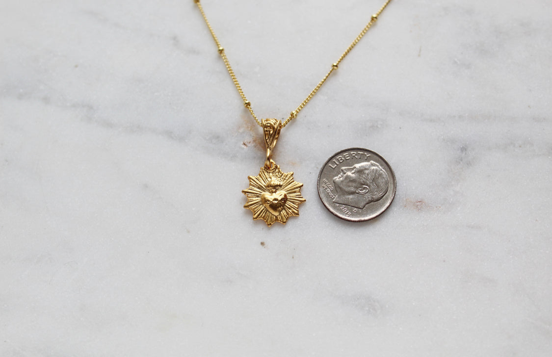 Gold Vermeil Most Sacred Heart Scalloped Necklace