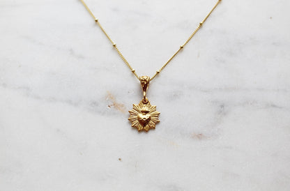 Gold Vermeil Most Sacred Heart Scalloped Necklace