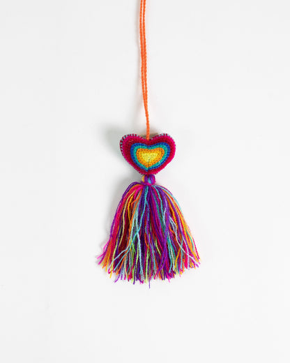 Mini Rainbow Heart Tassel Bag Charm