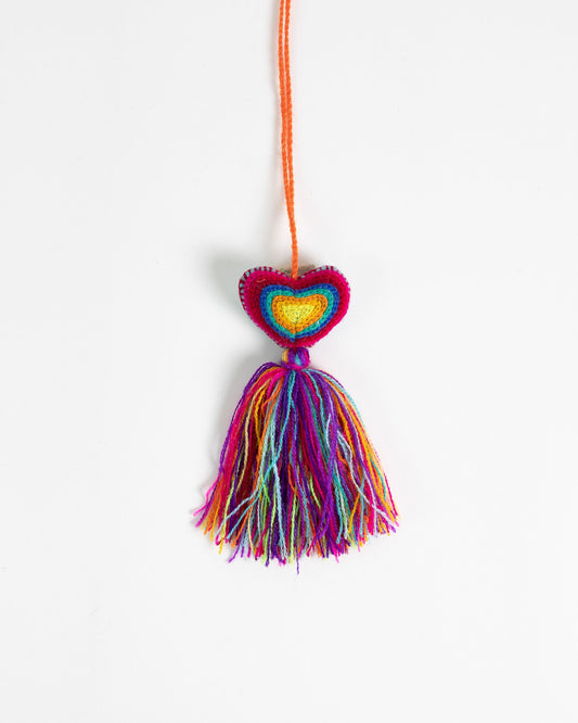 Mini Rainbow Heart Tassel Bag Charm