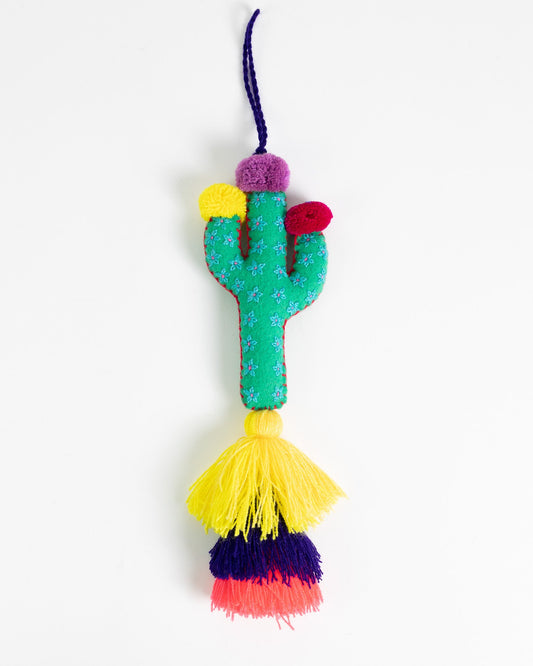 Large Saguaro Cactus Tassel Bag Charm