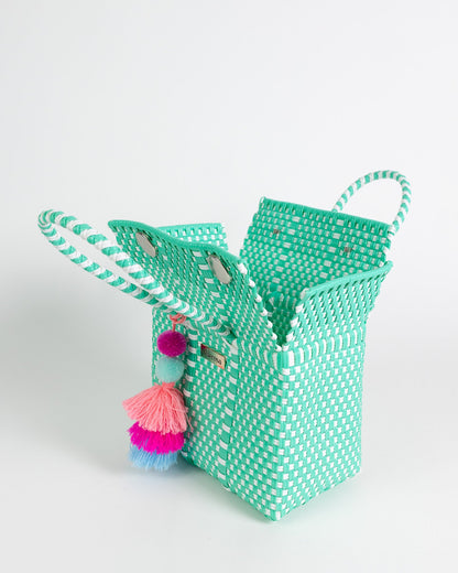 Teal and White Checkered Mini Purse
