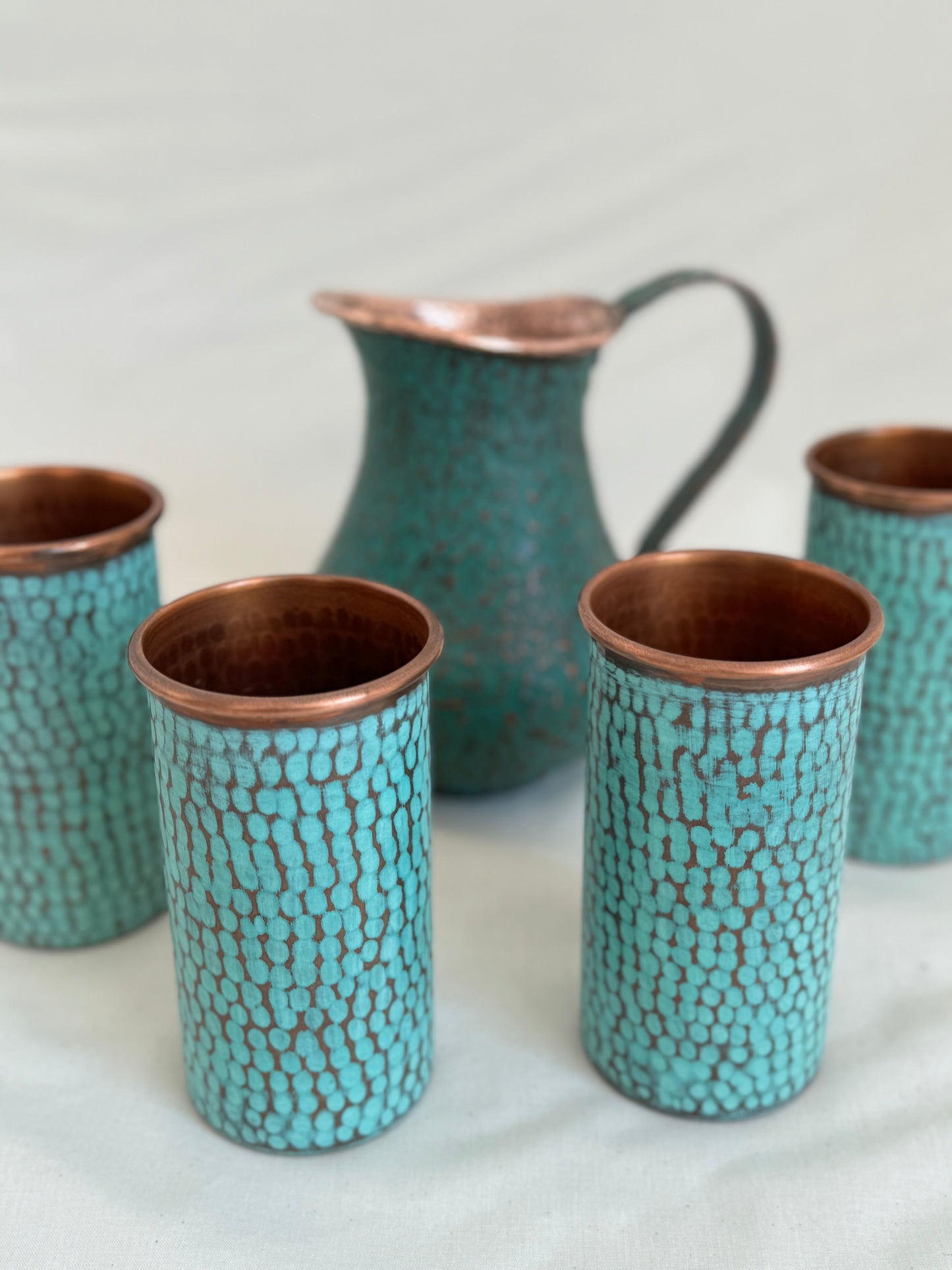 Green Copper Pitcher Jar Set