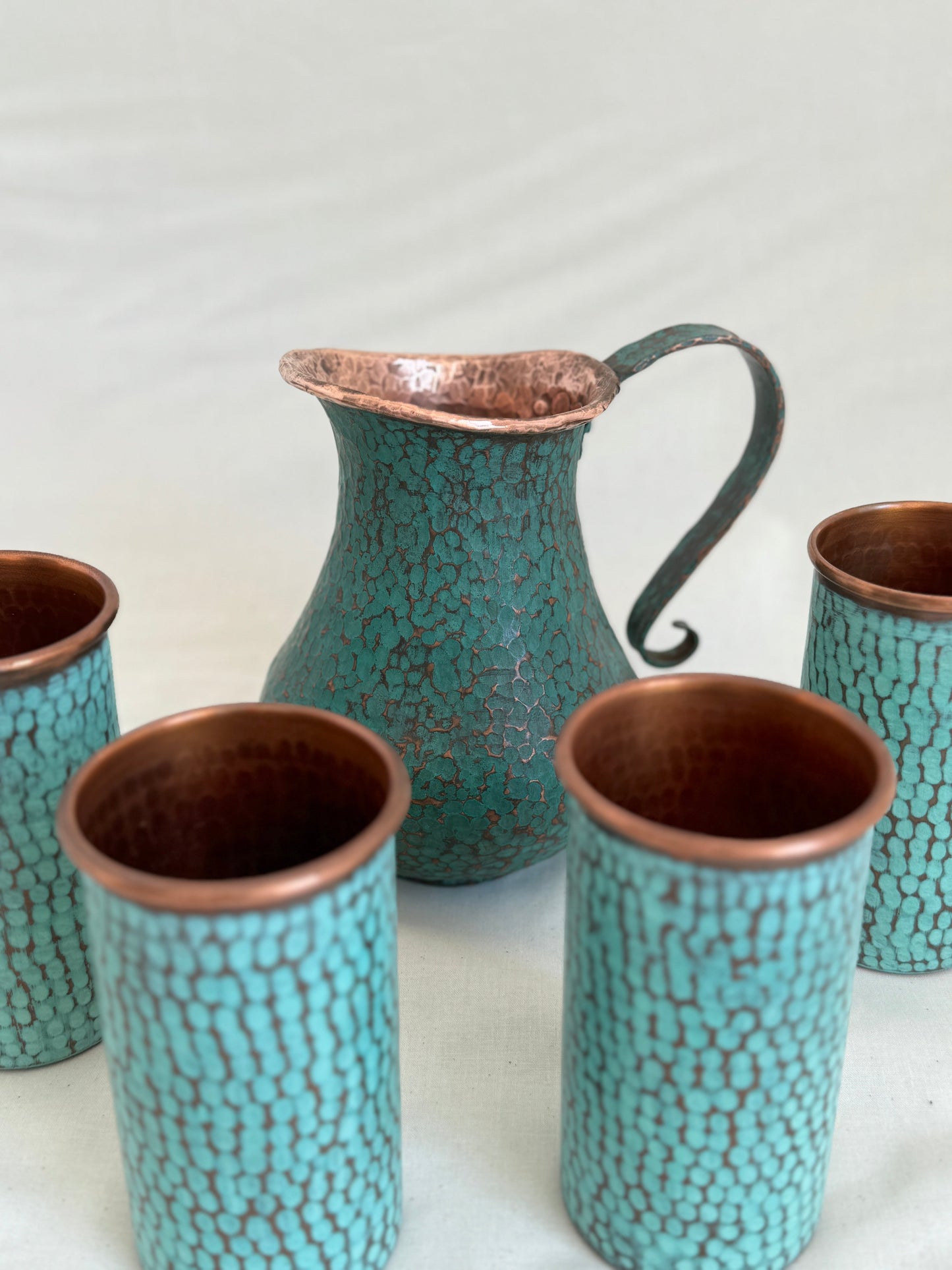 Green Copper Pitcher Jar Set