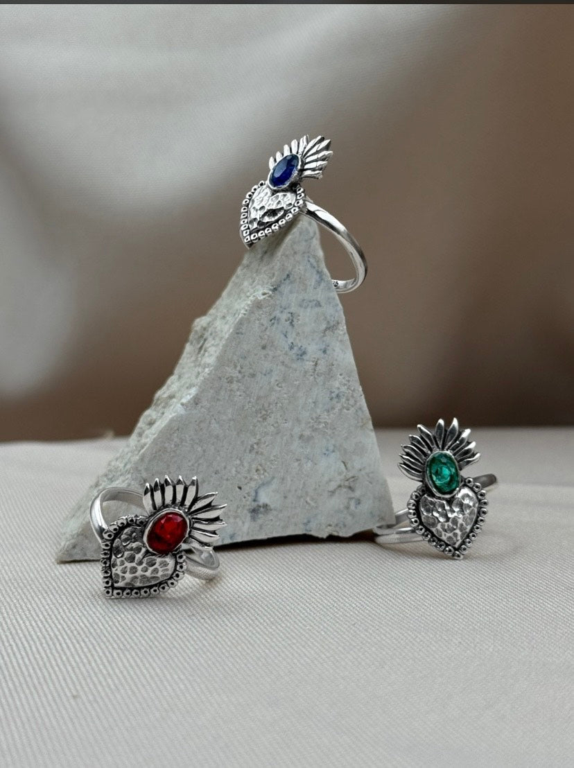 Preorder Sacred Heart Adjustable Ring –  Silver 925 – Handmade in Taxco