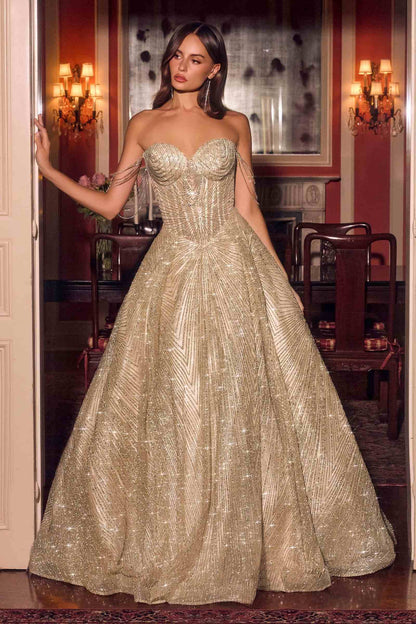 Ladivine J915 Shimmering Glitter Tulle Boned Corset Ball Gown