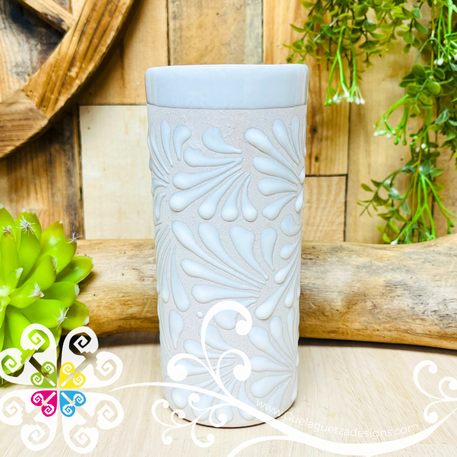 Set of White Espiga Cilindro Tall Cup - Set Clay Cup