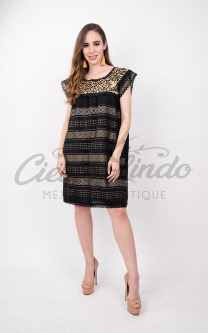Oaxaca Black Loomed Dress