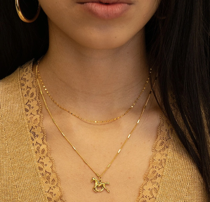 Mi Padre Necklace Gold Plated - Collar Caballo