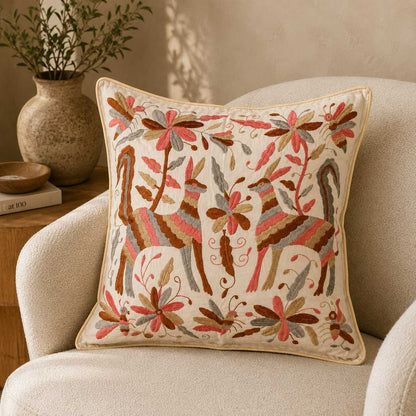 Mexican Handwoven Otomi Pink Nature Cushion Cover - Almohada Otomi