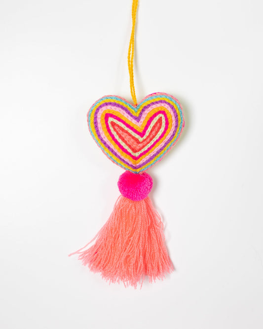Neon Heart Tassel Bag Charm