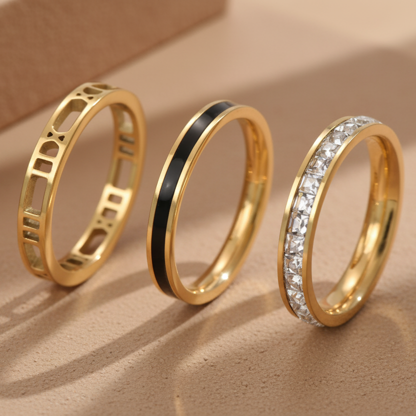 El Imperio Ring Stack Size 8 Gold Plated - Conjunto de Anillos