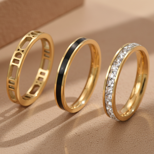 El Imperio Ring Stack Size 8 Gold Plated - Conjunto de Anillos