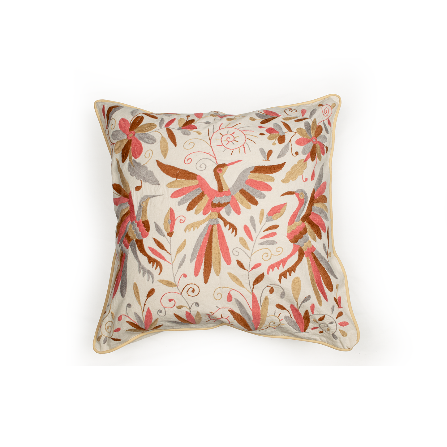 Mexican Handwoven Otomi Pink Nature Cushion Cover - Almohada Otomi