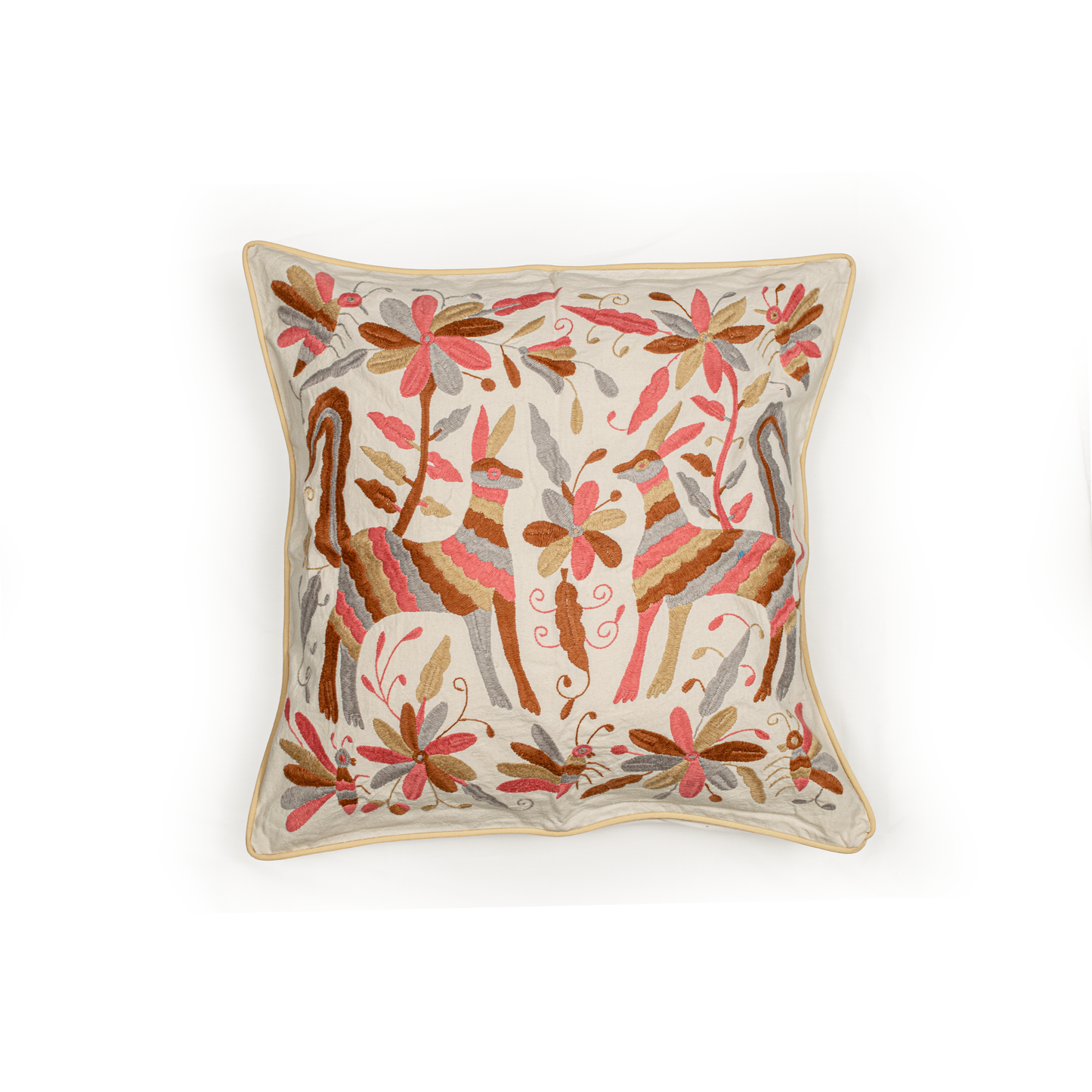 Mexican Handwoven Otomi Pink Nature Cushion Cover - Almohada Otomi