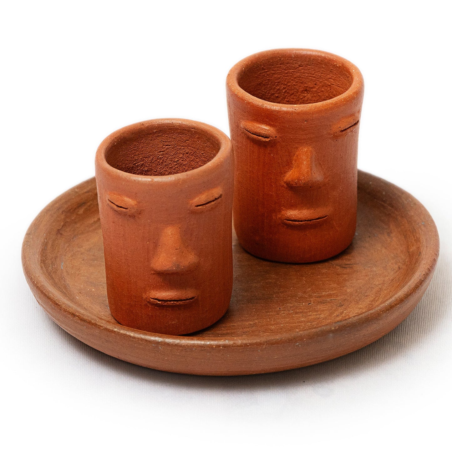 Oaxaca Red Clay Shot Glasses Set - Los Rostros Set Tequilero