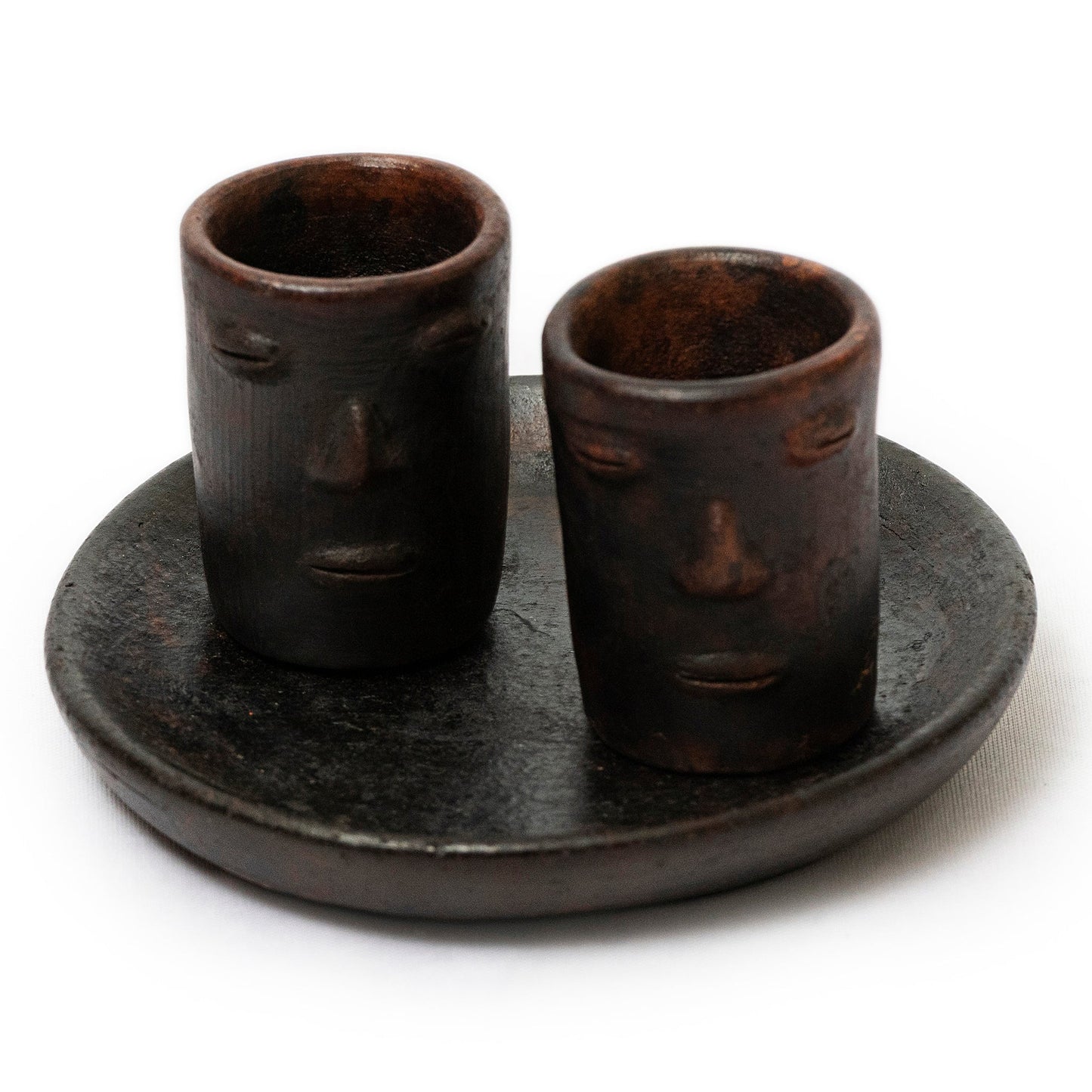 Oaxaca Red Clay Shot Glasses Set - Los Rostros Set Tequilero