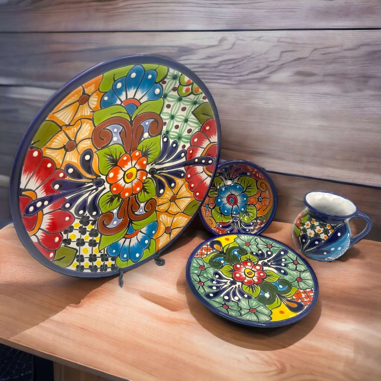 Talavera Dinnerware Set | 34-Piece Mexican Tableware for 8