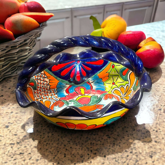 Talavera Fruit Basket | Colorful Hand-Painted Centerpiece