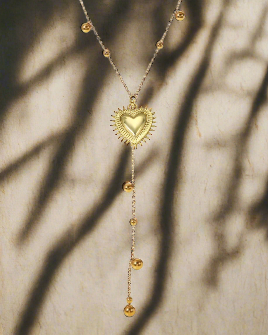 Recuerdo Necklace Sacred Heart Gold Plated- Collar Corazon